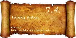 Teleky Anton névjegykártya